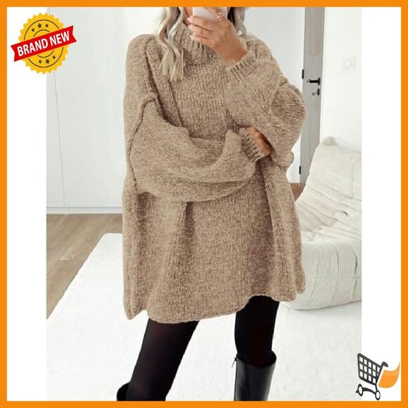 Oversized Cable Knit Mock Neck Sweater Women's Thick Winter Pullover - Picture 4 of 8